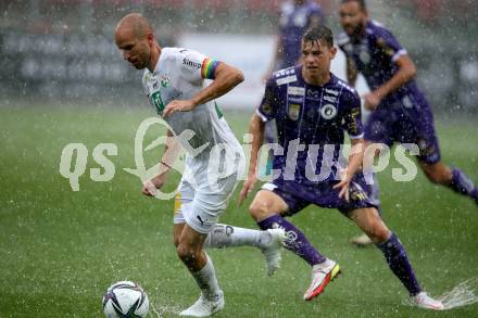 Fussball. Bundesliga. SK Austria Klagenfurt gegen WSG Tirol. Tim Maciejewski  (Klagenfurt), Fabian Koch  (Tirol). Klagenfurt, am 28.8.2021.
Foto: Kuess
www.qspictures.net
---
pressefotos, pressefotografie, kuess, qs, qspictures, sport, bild, bilder, bilddatenbank