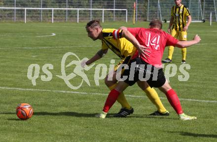 Fussball. 1. KLasse B. Maria Gail gegen Rothenthurn. Raphael Kattnig (Maria Gail),    Andreas Kampitsch (Rothenthurn). Maria Gail, am 29.8.2021.
Foto: Kuess
---
pressefotos, pressefotografie, kuess, qs, qspictures, sport, bild, bilder, bilddatenbank