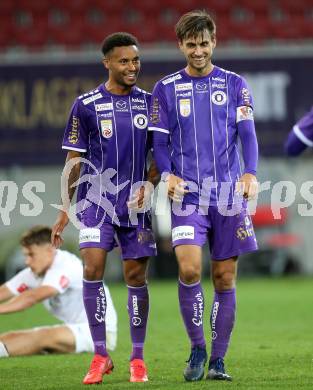 Fussball. Bundesliga. SK Austria Klagenfurt gegen WSG Tirol. Michael Blauensteiner, Thorsten Mahrer   (Klagenfurt). Klagenfurt, am 28.8.2021.
Foto: Kuess
www.qspictures.net
---
pressefotos, pressefotografie, kuess, qs, qspictures, sport, bild, bilder, bilddatenbank