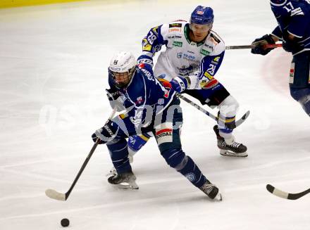 Eishockey Testspiel. EC Grand Immo VSV gegen HK Nitra.  Derek Joslin,  (VSV), Adam Sykora  (Nitra). Villach, am 31.8.2021.
Foto: Kuess
www.qspictures.net
---
pressefotos, pressefotografie, kuess, qs, qspictures, sport, bild, bilder, bilddatenbank