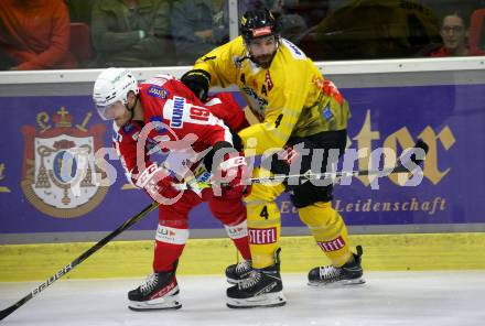 EBEL. Eishockey Bundesliga. KAC gegen	spusu Vienna Capitals. Stefan Geier,  (KAC), Philippe Lakos  (Vienna Capitals). Klagenfurt, am 17.9.2021.
Foto: Kuess
www.qspictures.net

---
pressefotos, pressefotografie, kuess, qs, qspictures, sport, bild, bilder, bilddatenbank