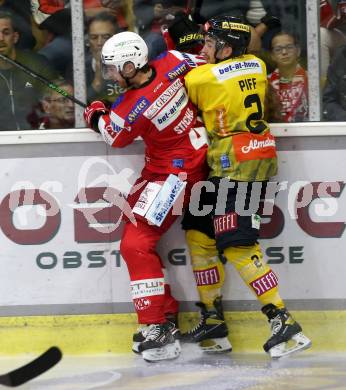 EBEL. Eishockey Bundesliga. KAC gegen	spusu Vienna Capitals. Dennis Sticha,  (KAC), Lukas Piff  (Vienna Capitals). Klagenfurt, am 17.9.2021.
Foto: Kuess
www.qspictures.net

---
pressefotos, pressefotografie, kuess, qs, qspictures, sport, bild, bilder, bilddatenbank