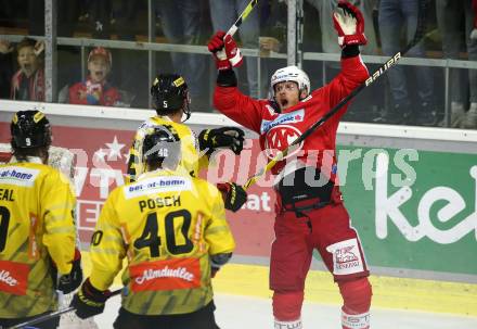 EBEL. Eishockey Bundesliga. KAC gegen	spusu Vienna Capitals. Torjubel Stefan Geier (KAC). Klagenfurt, am 17.9.2021.
Foto: Kuess
www.qspictures.net

---
pressefotos, pressefotografie, kuess, qs, qspictures, sport, bild, bilder, bilddatenbank