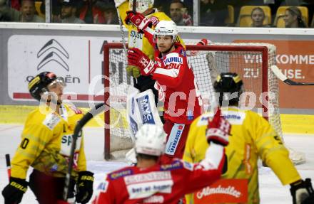 EBEL. Eishockey Bundesliga. KAC gegen	spusu Vienna Capitals. Torjubel Matthew Fraser (KAC). Klagenfurt, am 17.9.2021.
Foto: Kuess
www.qspictures.net

---
pressefotos, pressefotografie, kuess, qs, qspictures, sport, bild, bilder, bilddatenbank