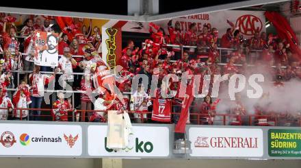 EBEL. Eishockey Bundesliga. KAC gegen	spusu Vienna Capitals.  Fans (KAC). Klagenfurt, am 17.9.2021.
Foto: Kuess
www.qspictures.net

---
pressefotos, pressefotografie, kuess, qs, qspictures, sport, bild, bilder, bilddatenbank