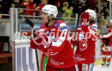 EBEL. Eishockey Bundesliga. KAC gegen	spusu Vienna Capitals.  Jubel Kele Steffler (KAC). Klagenfurt, am 17.9.2021.
Foto: Kuess
www.qspictures.net

---
pressefotos, pressefotografie, kuess, qs, qspictures, sport, bild, bilder, bilddatenbank