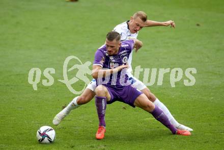 Fussball. Bundesliga. SK Austria Klagenfurt gegen  LASK.  Turgay Gemicibasi,  (Klagenfurt),  Thomas Goiginger (LASK). Klagenfurt, am 19.9.2021.
Foto: Kuess
www.qspictures.net
---
pressefotos, pressefotografie, kuess, qs, qspictures, sport, bild, bilder, bilddatenbank