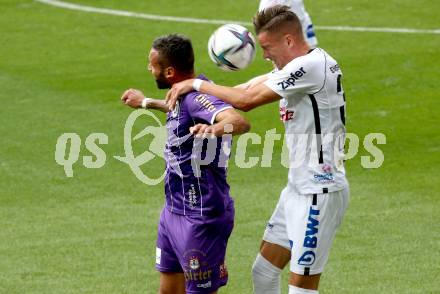 Fussball. Bundesliga. SK Austria Klagenfurt gegen  LASK.  Markus Pink,  (Klagenfurt), Felix Luckeneder (LASK). Klagenfurt, am 19.9.2021.
Foto: Kuess
www.qspictures.net
---
pressefotos, pressefotografie, kuess, qs, qspictures, sport, bild, bilder, bilddatenbank