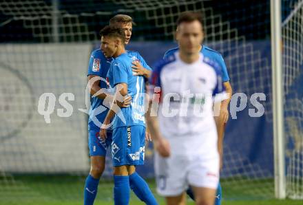 Fussball OEFB Cup. Treibach gegen FAC Wien.  Torjubel David Ungar, Slobodan Mihajlovic (FAC). Treibach, am 21.9.2021.
Foto: Kuess
---
pressefotos, pressefotografie, kuess, qs, qspictures, sport, bild, bilder, bilddatenbank