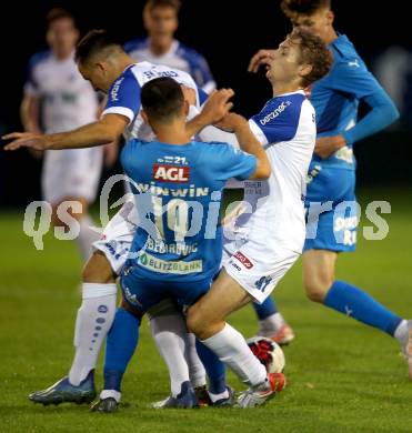 Fussball OEFB Cup. Treibach gegen FAC Wien.  Lukas Maximilian Pippan (Treibach), Mirnes Becirovic   (FAC). Treibach, am 21.9.2021.
Foto: Kuess
---
pressefotos, pressefotografie, kuess, qs, qspictures, sport, bild, bilder, bilddatenbank