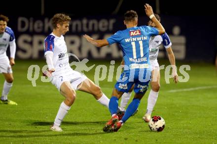 Fussball OEFB Cup. Treibach gegen FAC Wien.  Lukas Maximilian Pippan (Treibach),  Slobodan Mihajlovic (FAC). Treibach, am 21.9.2021.
Foto: Kuess
---
pressefotos, pressefotografie, kuess, qs, qspictures, sport, bild, bilder, bilddatenbank