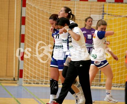 Handball. Bundesliga. Frauen.  	SC witasek Ferlach/Feldkirchen gegen roomz JAGS WV. Anna Kavallar verletzt   (Ferlach). Ferlach, 25.9.2021.
Foto: Kuess
---
pressefotos, pressefotografie, kuess, qs, qspictures, sport, bild, bilder, bilddatenbank