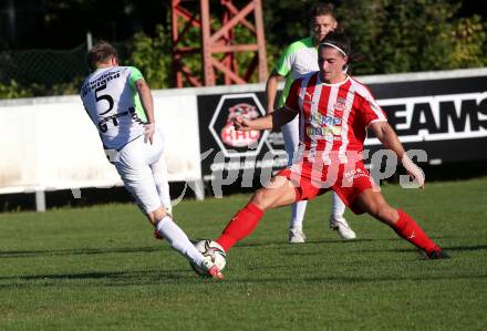 Fussball. Kaerntner Liga. KAC 1909 gegen Feldkirchen SV.  Patrick Legner (KAC),   David Tamegger (Feldkirchen). Klagenfurt, am 25.9.2021.
Foto: Kuess
www.qspictures.net
---
pressefotos, pressefotografie, kuess, qs, qspictures, sport, bild, bilder, bilddatenbank