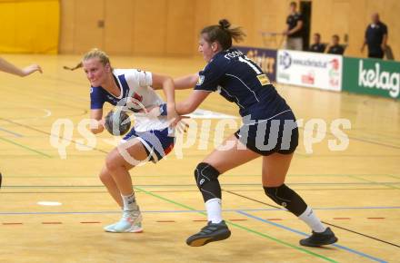 Handball. Bundesliga. Frauen.  	SC witasek Ferlach/Feldkirchen gegen roomz JAGS WV.   Fister Petra  (Ferlach),  Kaiser Viktoria  (roomz JAGS WV). Ferlach, 25.9.2021.
Foto: Kuess
---
pressefotos, pressefotografie, kuess, qs, qspictures, sport, bild, bilder, bilddatenbank