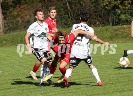 Fussball. Kaerntner Liga. Ferlach Atus gegen St. Michael/Bl..  Hannes Marcel Schwarz,  Christopher Katschnig (Ferlach),  Ziga Rozej, Amar Joldic (St. Michael). Ferlach, am 25.9.2021.
Foto: Kuess
www.qspictures.net
---
pressefotos, pressefotografie, kuess, qs, qspictures, sport, bild, bilder, bilddatenbank