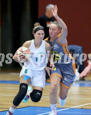 Basketball Damen Superliga 2021/2022. Grunddurchgang 1. Runde.  KOS Celovec Damen gegen BK Duchess Klosterneuburg. Antonia Ronacher  (KOS), Michaela Macho (Klosterneuburg). Klagenfurt, am 2.10.2021.
Foto: Kuess
www.qspictures.net
---
pressefotos, pressefotografie, kuess, qs, qspictures, sport, bild, bilder, bilddatenbank