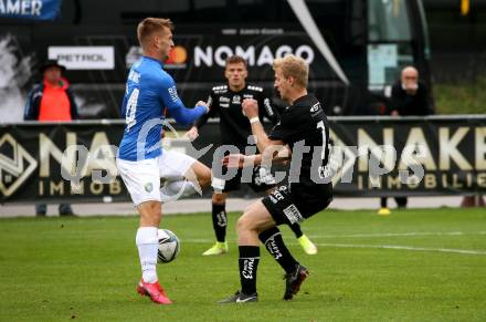 Fussball Testspiel. SK Austria Klagenfurt gegen NK Bravo (SLO).   Christopher Cvetko (Klagenfurt), Amar Memic (SLO). Sportpark Fischl. Klagenfurt, am 8.10.2021.
Foto: Kuess
---
pressefotos, pressefotografie, kuess, qs, qspictures, sport, bild, bilder, bilddatenbank