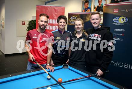 Billard. Pressekonferenz. Ouschan Albin, Kelly Fisher, Margarita Fefilova, Tyler Styer. Klagenfurt, 5.10.2021.
Foto: Kuess
---
pressefotos, pressefotografie, kuess, qs, qspictures, sport, bild, bilder, bilddatenbank