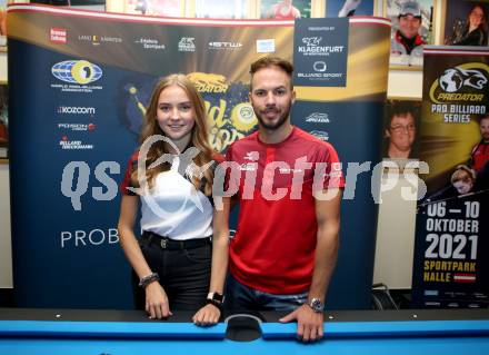 Billard. Pressekonferenz. Anna Riegler, Ouschan Albin. Klagenfurt, 5.10.2021.
Foto: Kuess
---
pressefotos, pressefotografie, kuess, qs, qspictures, sport, bild, bilder, bilddatenbank