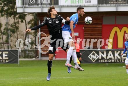 Fussball Testspiel. SK Austria Klagenfurt gegen NK Bravo (SLO).  Thorsten Mahrer (Klagenfurt), Gregor Bajde (SLO). Sportpark Fischl. Klagenfurt, am 8.10.2021.
Foto: Kuess
---
pressefotos, pressefotografie, kuess, qs, qspictures, sport, bild, bilder, bilddatenbank