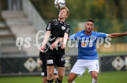 Fussball Testspiel. SK Austria Klagenfurt gegen NK Bravo (SLO).   Christopher Cvetko (Klagenfurt), Gregor Bajde (SLO). Sportpark Fischl. Klagenfurt, am 8.10.2021.
Foto: Kuess
---
pressefotos, pressefotografie, kuess, qs, qspictures, sport, bild, bilder, bilddatenbank