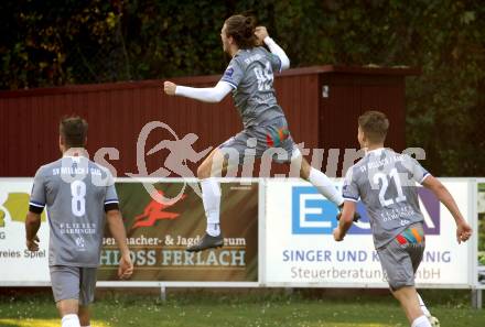 Fussball. Kaerntner Liga. Ferlach Atus gegen Dellach/Gail.  Torjubel Lukas Fabian Santner (Dellach). Ferlach, am 9.10.2021.
Foto: Kuess
www.qspictures.net
---
pressefotos, pressefotografie, kuess, qs, qspictures, sport, bild, bilder, bilddatenbank