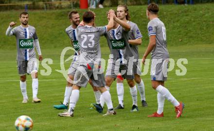 Fussball. Kaerntner Liga. Ferlach Atus gegen Dellach/Gail.  Torjubel   (Dellach). Ferlach, am 9.10.2021.
Foto: Kuess
www.qspictures.net
---
pressefotos, pressefotografie, kuess, qs, qspictures, sport, bild, bilder, bilddatenbank