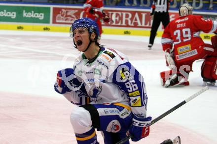 EBEL. Eishockey Bundesliga. VSV gegen HCB Suedtirol Alperia. Torjubel Anton Karlsson  (VSV). Villach, am 10.10.2021.
Foto: Kuess
www.qspictures.net
---
pressefotos, pressefotografie, kuess, qs, qspictures, sport, bild, bilder, bilddatenbank