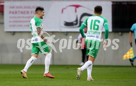 Fussball. Bundesliga. SK Austria Klagenfurt gegen  SK Rapid. Torjubel Taxiarchis Fountas  (SK Rapid). Klagenfurt, am 16.10.2021.
Foto: Kuess
www.qspictures.net
---
pressefotos, pressefotografie, kuess, qs, qspictures, sport, bild, bilder, bilddatenbank