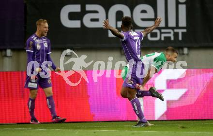 Fussball. Bundesliga. SK Austria Klagenfurt gegen  SK Rapid.  Torjubel  Gloire Amanda,  (Klagenfurt). Klagenfurt, am 16.10.2021.
Foto: Kuess
www.qspictures.net
---
pressefotos, pressefotografie, kuess, qs, qspictures, sport, bild, bilder, bilddatenbank