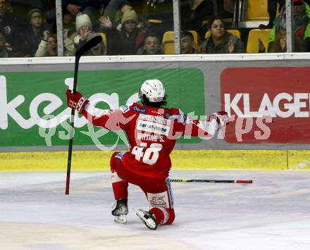 EBEL. Eishockey Bundesliga. KAC gegen	HCB Suedtirol Alperia. Torjubel Samuel Witting (KAC). Klagenfurt, am 22.10.2021.
Foto: Kuess
www.qspictures.net

---
pressefotos, pressefotografie, kuess, qs, qspictures, sport, bild, bilder, bilddatenbank