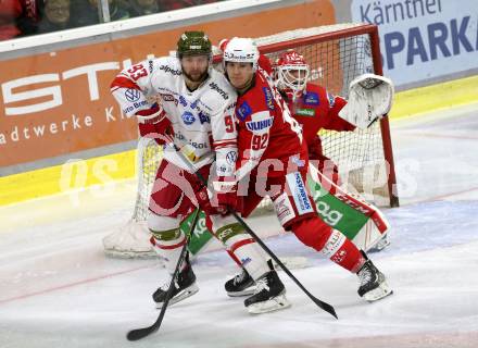 EBEL. Eishockey Bundesliga. KAC gegen	HCB Suedtirol Alperia. Clemens Unterweger,  (KAC),  Luca Frigo  (Bozen). Klagenfurt, am 22.10.2021.
Foto: Kuess
www.qspictures.net

---
pressefotos, pressefotografie, kuess, qs, qspictures, sport, bild, bilder, bilddatenbank