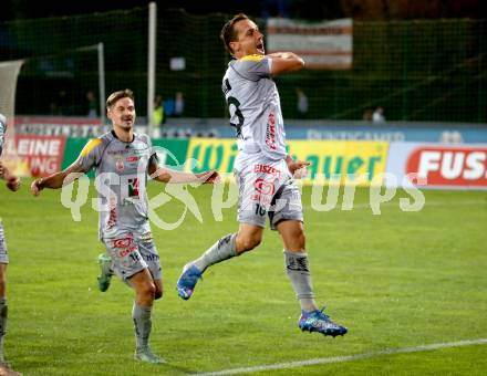 Fussball. Bundesliga. RZ Pellets WAC gegen SK Austria Klagenfurt. Torjubel  Michael Liendl, Thorsten Roecher (WAC). Wolfsberg, am 23.10.2021.
Foto: Kuess
www.qspictures.net

---
pressefotos, pressefotografie, kuess, qs, qspictures, sport, bild, bilder, bilddatenbank