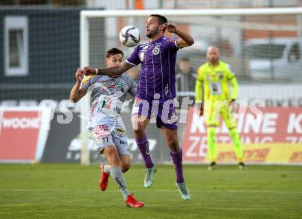 Fussball. Bundesliga. RZ Pellets WAC gegen SK Austria Klagenfurt. Amar Dedic, (WAC), Markus Pink  (Klagenfurt). Wolfsberg, am 23.10.2021.
Foto: Kuess
www.qspictures.net

---
pressefotos, pressefotografie, kuess, qs, qspictures, sport, bild, bilder, bilddatenbank