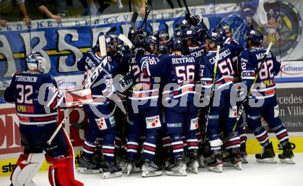 EBEL. Eishockey Bundesliga. VSV gegen Fehervar AV19. Jubel  (Fehervar AV19). Villach, am 26.10.2021.
Foto: Kuess
www.qspictures.net
---
pressefotos, pressefotografie, kuess, qs, qspictures, sport, bild, bilder, bilddatenbank