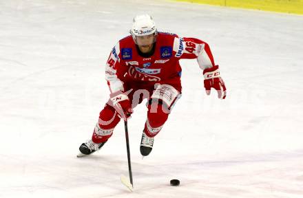 EBEL. Eishockey Bundesliga. KAC gegen	HC TWK Innsbruck. Johannes Bischofberger (KAC). Klagenfurt, am 29.10.2021.
Foto: Kuess
www.qspictures.net

---
pressefotos, pressefotografie, kuess, qs, qspictures, sport, bild, bilder, bilddatenbank