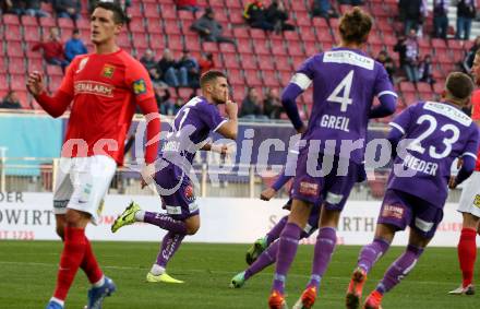 Fussball. Bundesliga. SK Austria Klagenfurt gegen  FC Flyeralarm Admira.   Torjubel Turgay Gemicibasi (Klagenfurt). Klagenfurt, am 30.10.2021.
Foto: Kuess
www.qspictures.net
---
pressefotos, pressefotografie, kuess, qs, qspictures, sport, bild, bilder, bilddatenbank