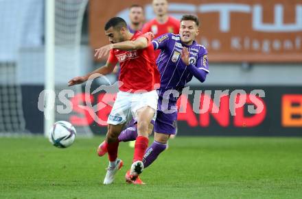 Fussball. Bundesliga. SK Austria Klagenfurt gegen  FC Flyeralarm Admira.   Florian Rieder, (Klagenfurt),  Ilay Elmkies  (Admira). Klagenfurt, am 30.10.2021.
Foto: Kuess
www.qspictures.net
---
pressefotos, pressefotografie, kuess, qs, qspictures, sport, bild, bilder, bilddatenbank