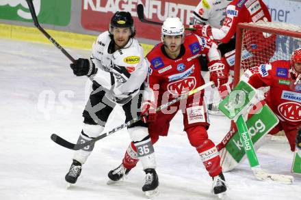 EBEL. Eishockey Bundesliga. KAC gegen Dornbirn Bulldogs. Vallant Thomas (KAC), Beck Colton Bruce  (Dornbirn). Klagenfurt, am 5.11.2021.
Foto: Kuess
www.qspictures.net

---
pressefotos, pressefotografie, kuess, qs, qspictures, sport, bild, bilder, bilddatenbank