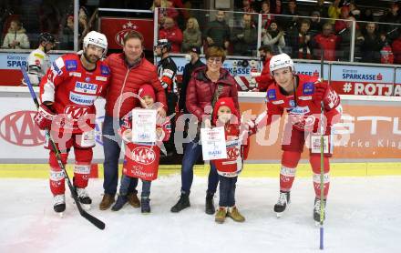 EBEL. Eishockey Bundesliga. KAC gegen Dornbirn Bulldogs.  Spieler des Abends. Thomas Koch, Clemens Unterweger (KAC). Klagenfurt, am 5.11.2021.
Foto: Kuess
www.qspictures.net

---
pressefotos, pressefotografie, kuess, qs, qspictures, sport, bild, bilder, bilddatenbank