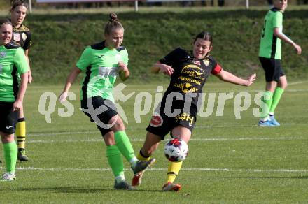 Fussball. 2. Frauenbundesliga. Carinthians LIWOdruck Hornets gegen FC Altera Porta.  Katharina Knaller   (Carinthians),  Nicole Angerer   (Altera Porta). Feistritz/Drau, 31.10.2021.
Foto: Kuess
---
pressefotos, pressefotografie, kuess, qs, qspictures, sport, bild, bilder, bilddatenbank