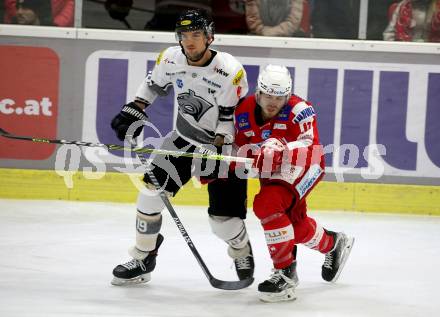 EBEL. Eishockey Bundesliga. KAC gegen Dornbirn Bulldogs. Vallant Thomas (KAC), Cuma Tyler  (Dornbirn). Klagenfurt, am 5.11.2021.
Foto: Kuess
www.qspictures.net

---
pressefotos, pressefotografie, kuess, qs, qspictures, sport, bild, bilder, bilddatenbank