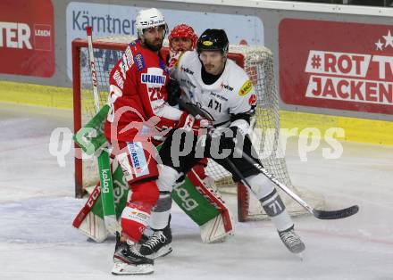 EBEL. Eishockey Bundesliga. KAC gegen Dornbirn Bulldogs. Schumnig Martin (KAC),  Macierzynski Kevin (Dornbirn). Klagenfurt, am 5.11.2021.
Foto: Kuess
www.qspictures.net

---
pressefotos, pressefotografie, kuess, qs, qspictures, sport, bild, bilder, bilddatenbank