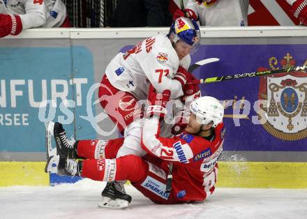 EBEL. Eishockey Bundesliga. KAC gegen  EC Red Bull Salzburg. Geier Manuel (KAC), Jaervinen Jan-Mikael Johannes  (Salzburg). Klagenfurt, am 7.11.2021.
Foto: Kuess
www.qspictures.net

---
pressefotos, pressefotografie, kuess, qs, qspictures, sport, bild, bilder, bilddatenbank