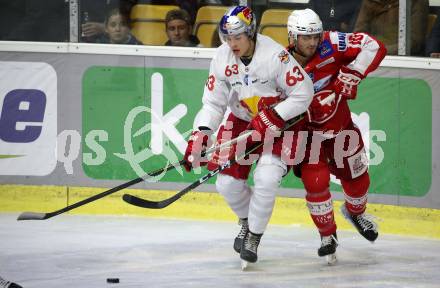 EBEL. Eishockey Bundesliga. KAC gegen  EC Red Bull Salzburg. Vallant Thomas (KAC),   Borzecki Jakub (Salzburg). Klagenfurt, am 7.11.2021.
Foto: Kuess
www.qspictures.net

---
pressefotos, pressefotografie, kuess, qs, qspictures, sport, bild, bilder, bilddatenbank