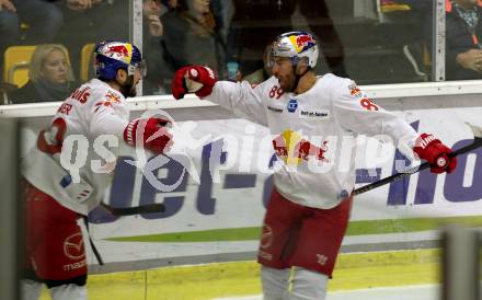 EBEL. Eishockey Bundesliga. KAC gegen  EC Red Bull Salzburg. Torjubel Nissner Benjamin, Baltram Florian   (Salzburg). Klagenfurt, am 7.11.2021.
Foto: Kuess
www.qspictures.net

---
pressefotos, pressefotografie, kuess, qs, qspictures, sport, bild, bilder, bilddatenbank