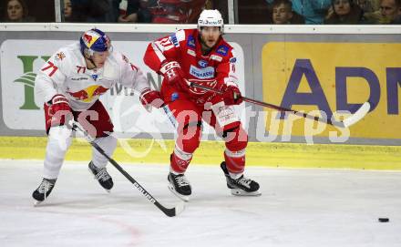 EBEL. Eishockey Bundesliga. KAC gegen  EC Red Bull Salzburg. Ganahl Manuel (KAC),  Jaervinen Jan-Mikael Johannes (Salzburg). Klagenfurt, am 7.11.2021.
Foto: Kuess
www.qspictures.net

---
pressefotos, pressefotografie, kuess, qs, qspictures, sport, bild, bilder, bilddatenbank