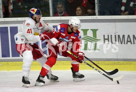 EBEL. Eishockey Bundesliga. KAC gegen  EC Red Bull Salzburg. Geier Manuel (KAC),   Lo Verde Charles Vincent (Salzburg). Klagenfurt, am 7.11.2021.
Foto: Kuess
www.qspictures.net

---
pressefotos, pressefotografie, kuess, qs, qspictures, sport, bild, bilder, bilddatenbank