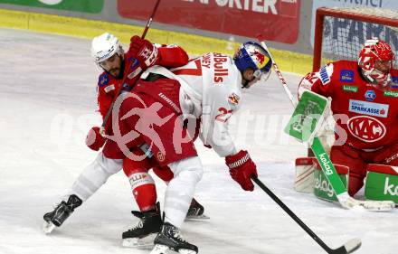 EBEL. Eishockey Bundesliga. KAC gegen  EC Red Bull Salzburg. Strong Steven (KAC), Loney Ty  (Salzburg). Klagenfurt, am 7.11.2021.
Foto: Kuess
www.qspictures.net

---
pressefotos, pressefotografie, kuess, qs, qspictures, sport, bild, bilder, bilddatenbank