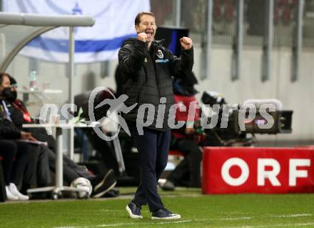 Fussball. FIFA. WM Qualifikationsspiel. European Qualifiers. Oesterreich gegen Israel.  Jubel Trainer Franco Foda (Oesterreich). Klagenfurt, Woerthersee Stadion, 12.11.2021.
Foto: Kuess
---
pressefotos, pressefotografie, kuess, qs, qspictures, sport, bild, bilder, bilddatenbank